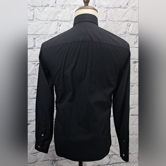 Burberry Men's Black Button Down Shirt TB Monogram Silver Buttons Size XS - Picture 13 of 16